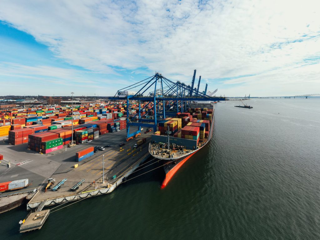cargo ship at unloading containers